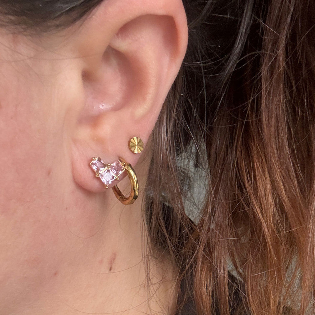 Hjerteøreringe med rosa zirkoner