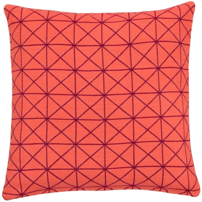 Pude i kraftig orange/koral med grafisk mønster