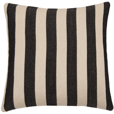 Pude i en blød vævning og skønne sorte og råhvide striber