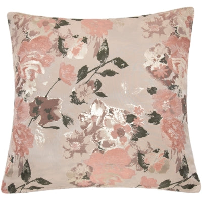 Pude i creme farvet med rosa og sølv blomster