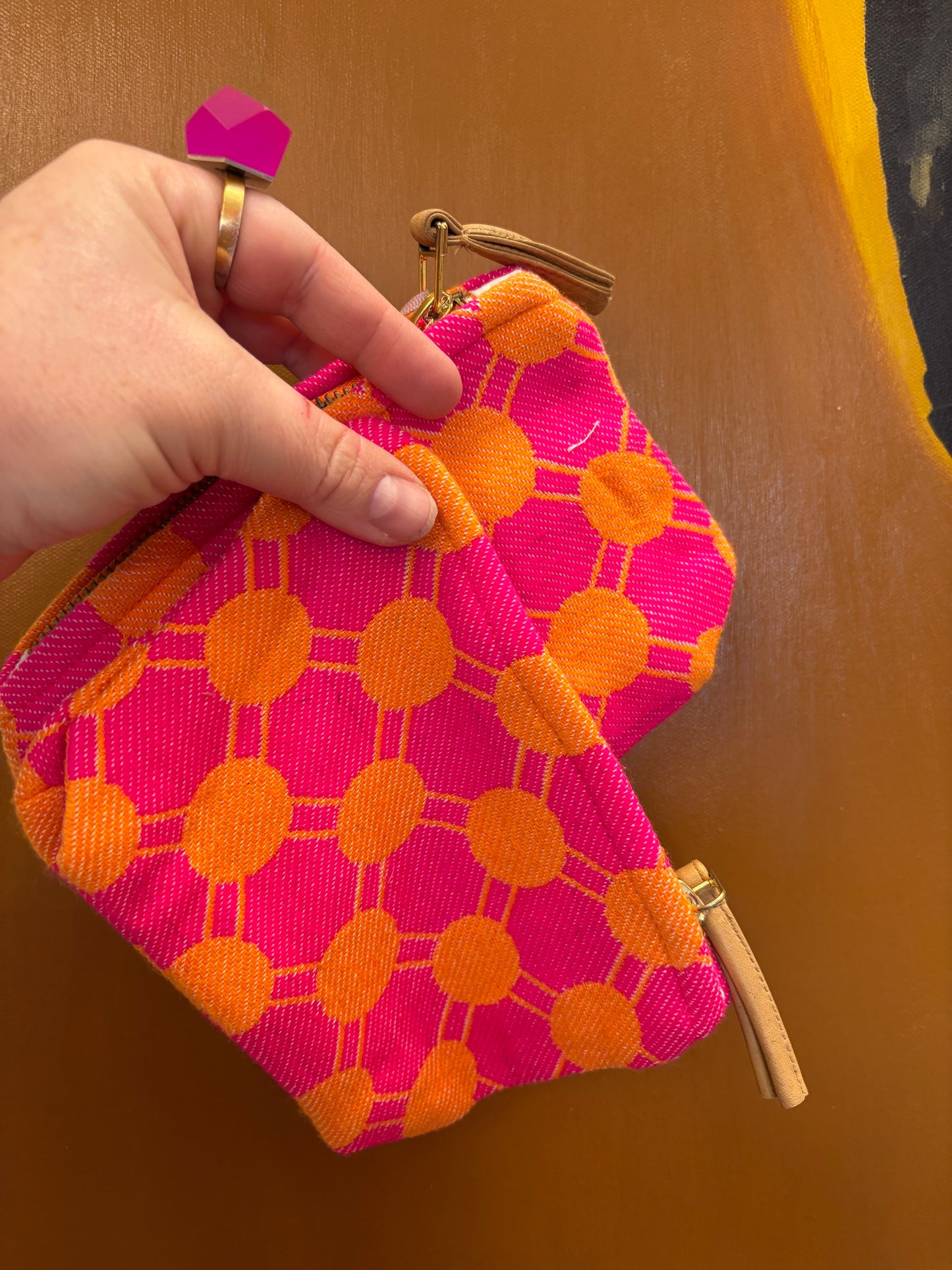 Lille clutch i orange og pink | 18 x