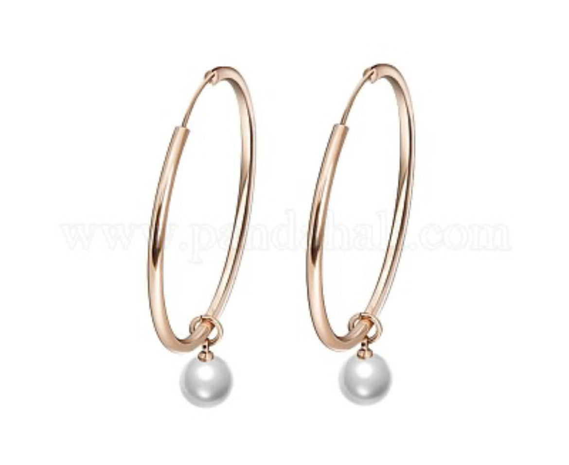 Store Rosa hoops med perle