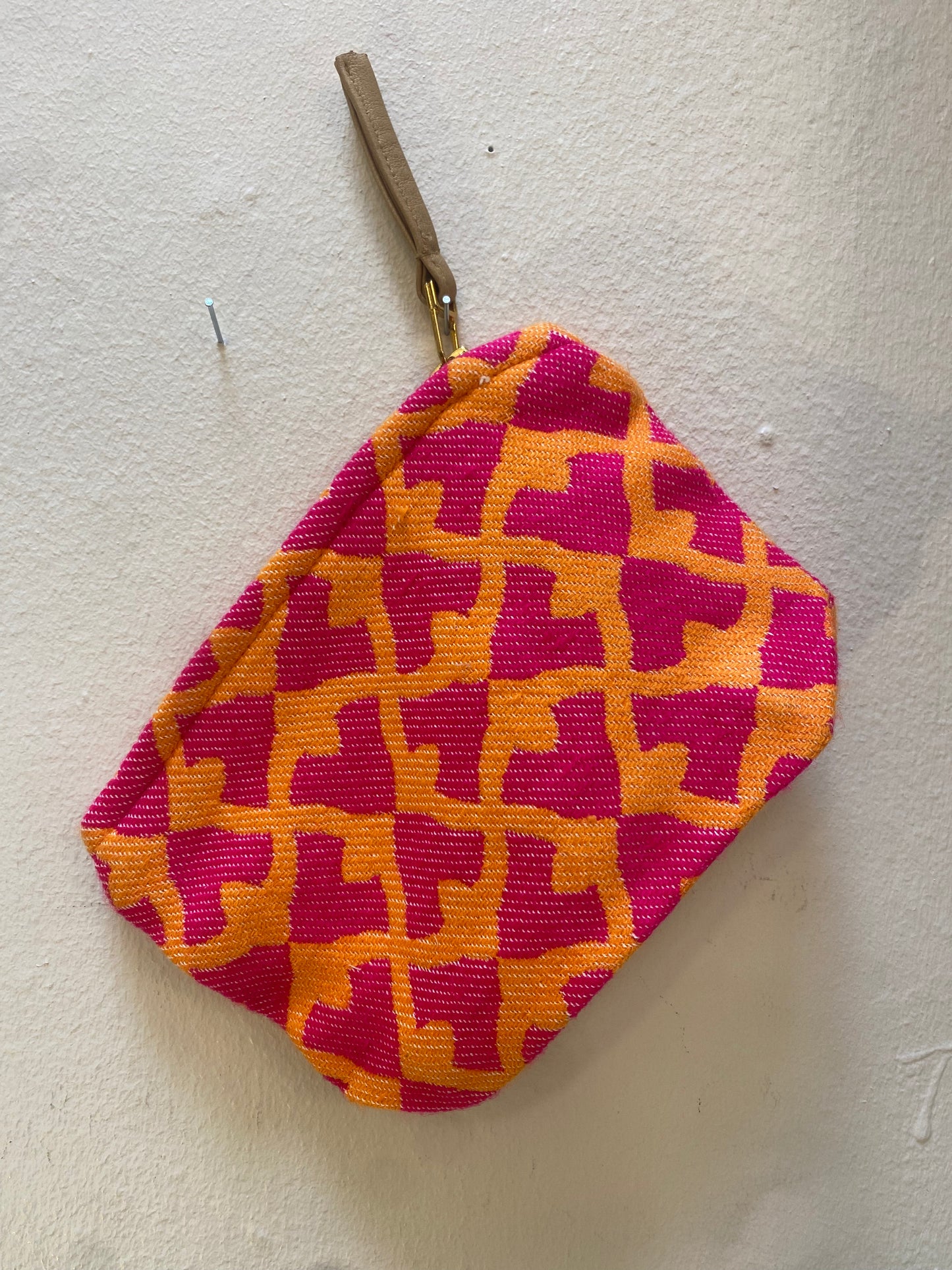 Lille Clutch i pink og orange | 18x14 cm.