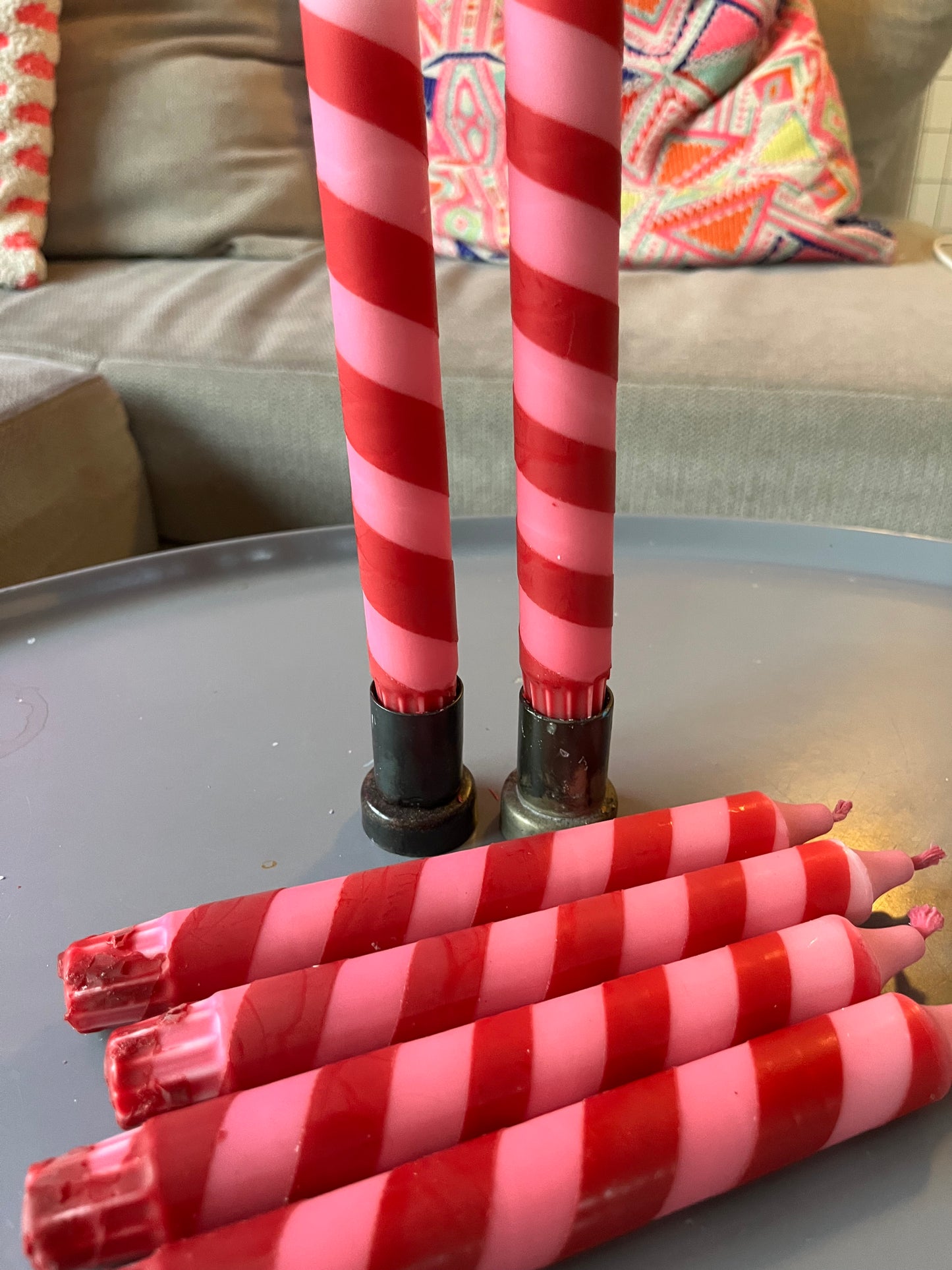 Slikstok lys, lyserød med røde striber