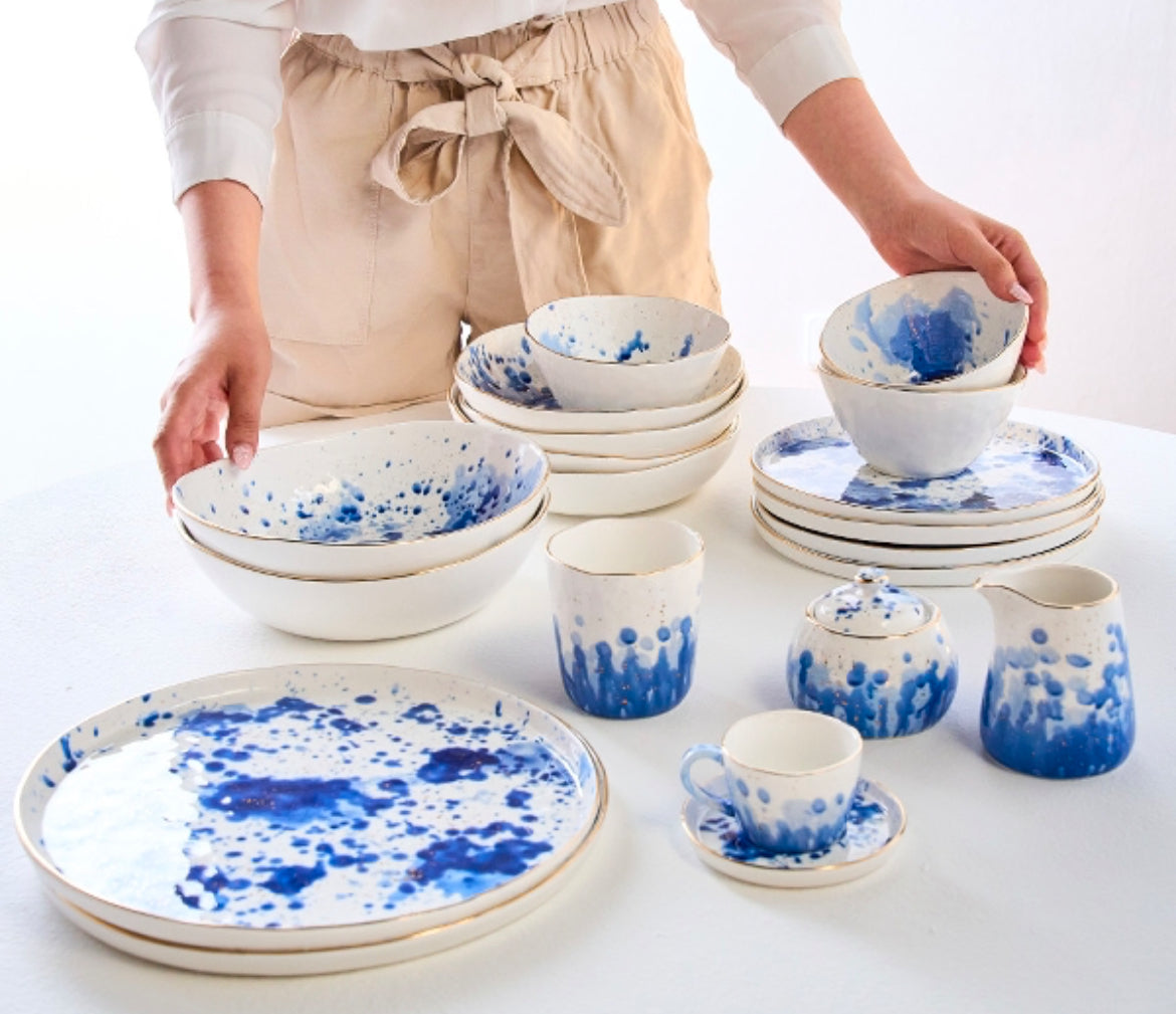 Blå splash mindre skål 19 cm