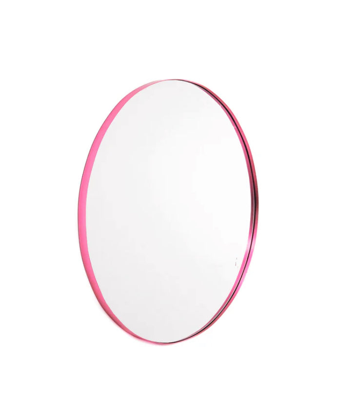 Rundt spejl med pink kant