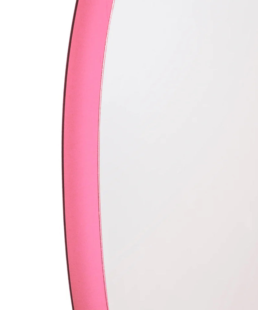 Rundt spejl med pink kant