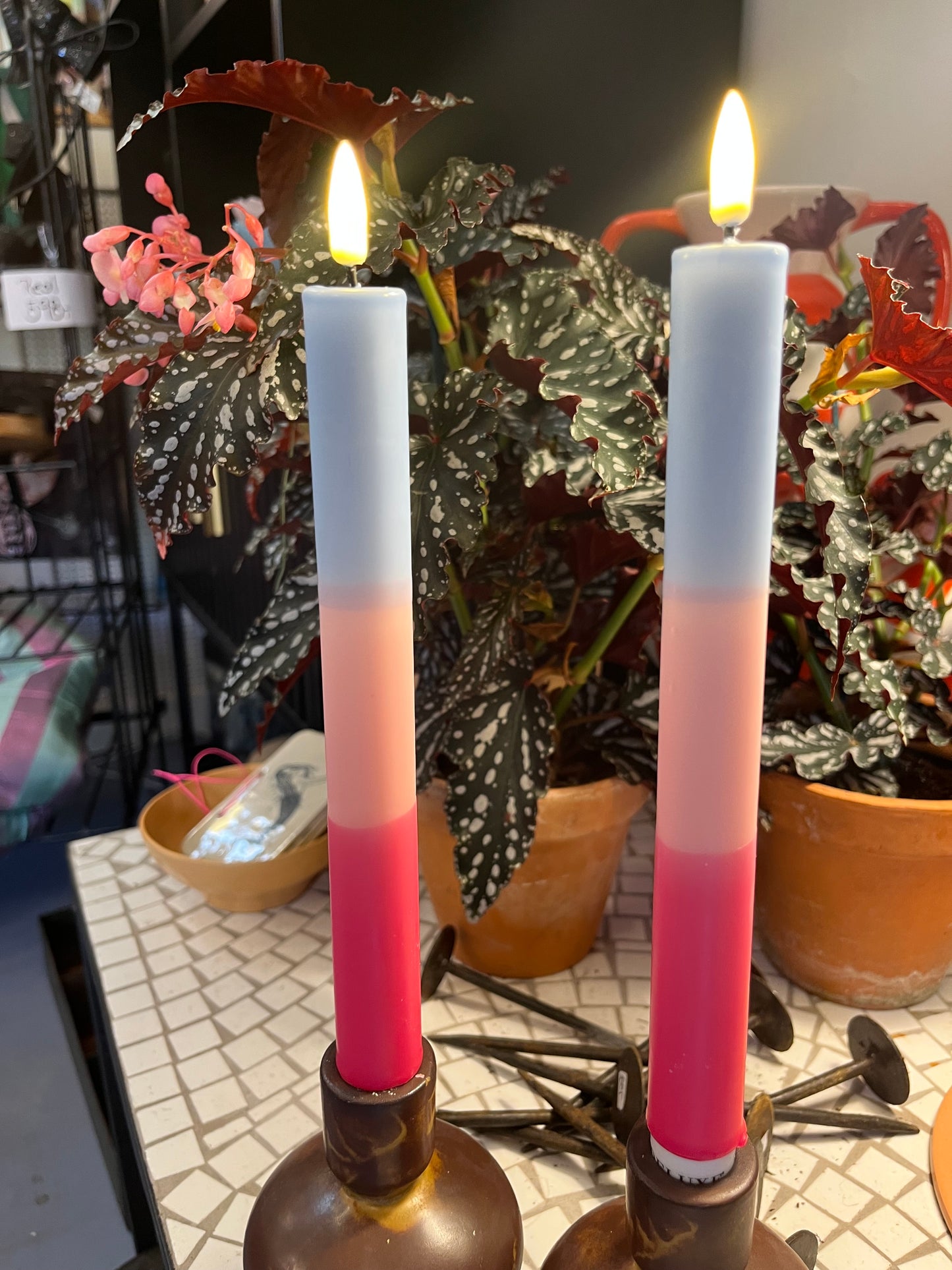 Led stagelys blå/lilla, lyserød og pink