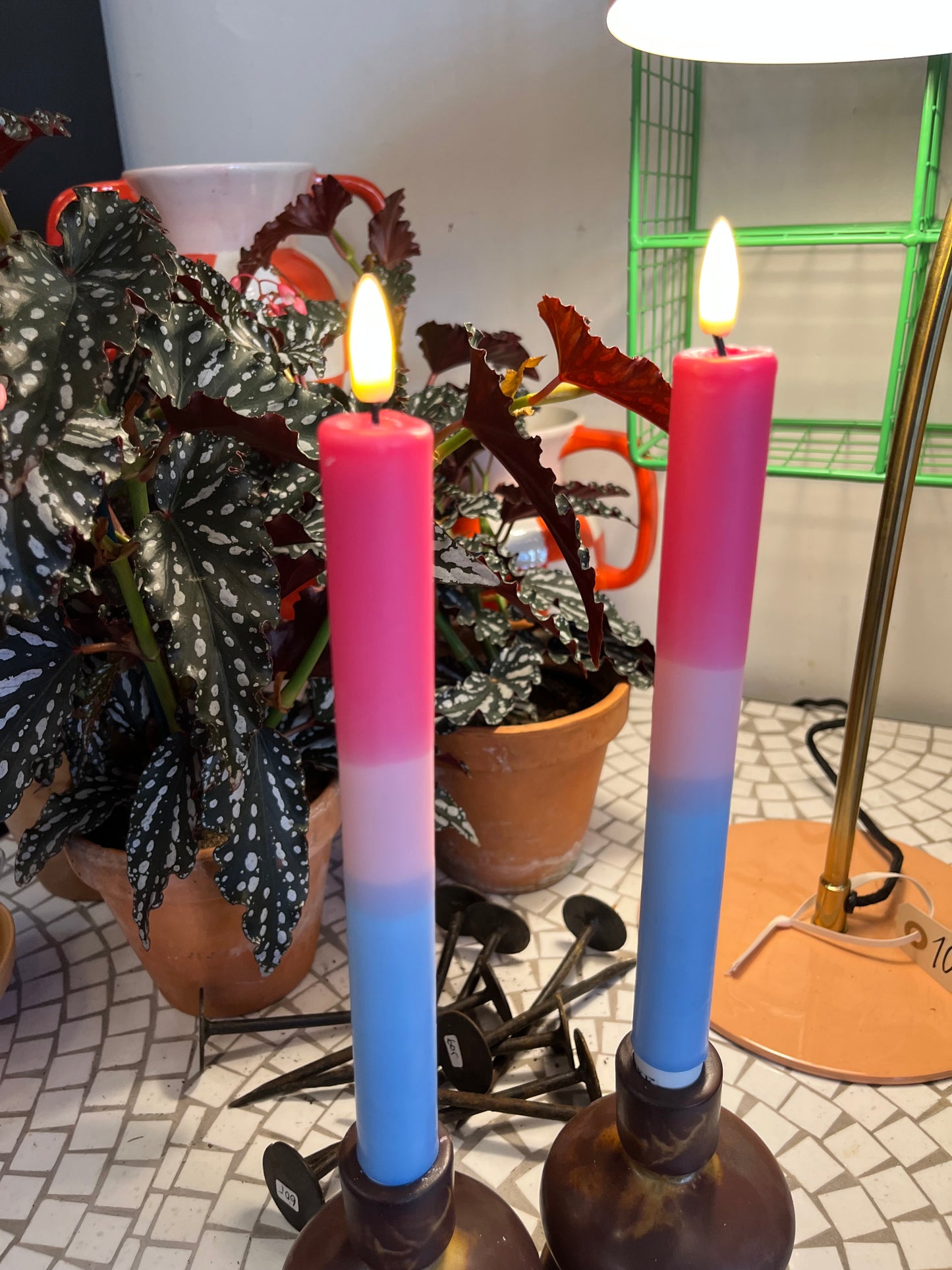 Led stagelys pink, lyserød og blå/lilla
