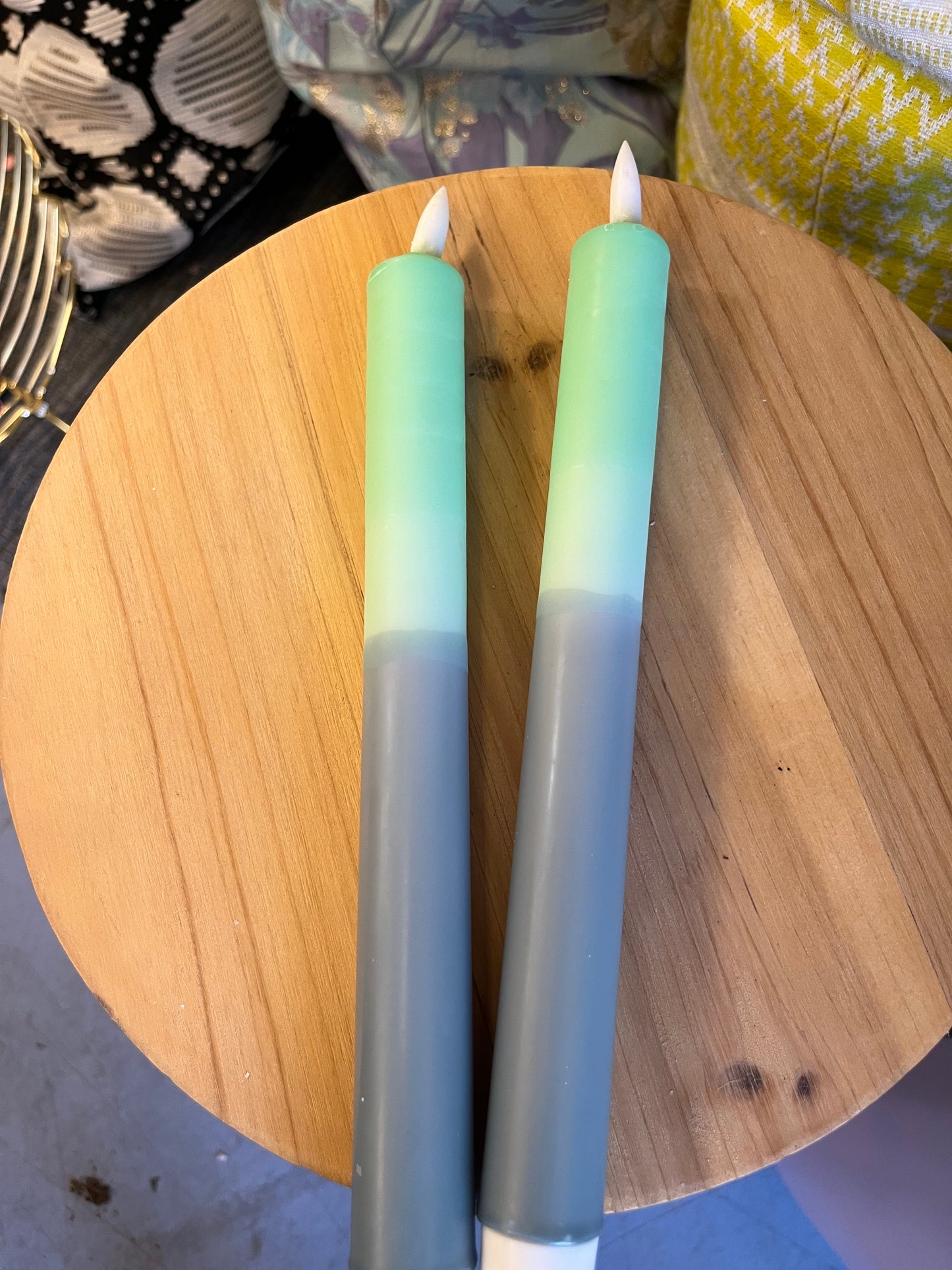 Led stagelys grå/blå og mintgrøn