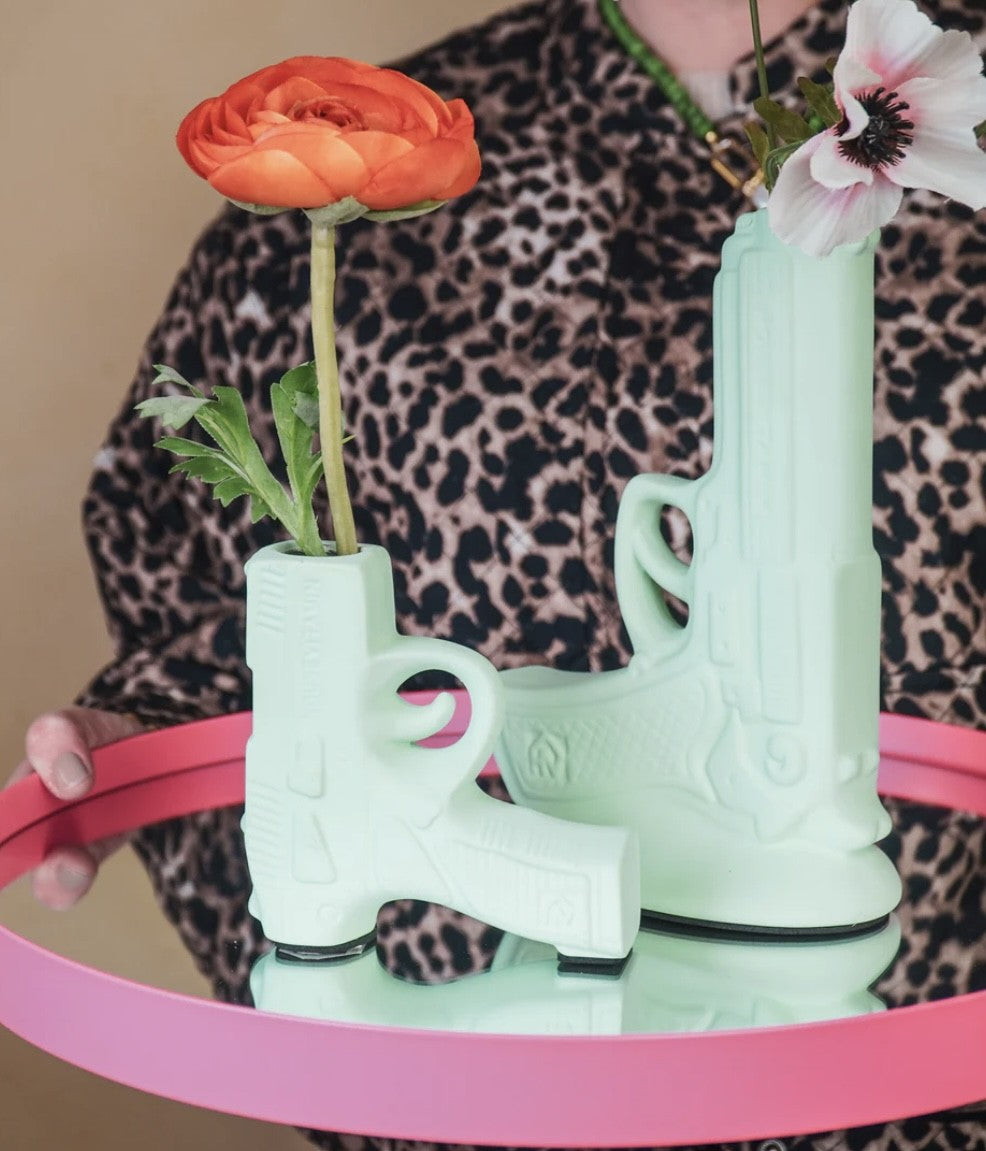 Lille pistol vase i mint grøn