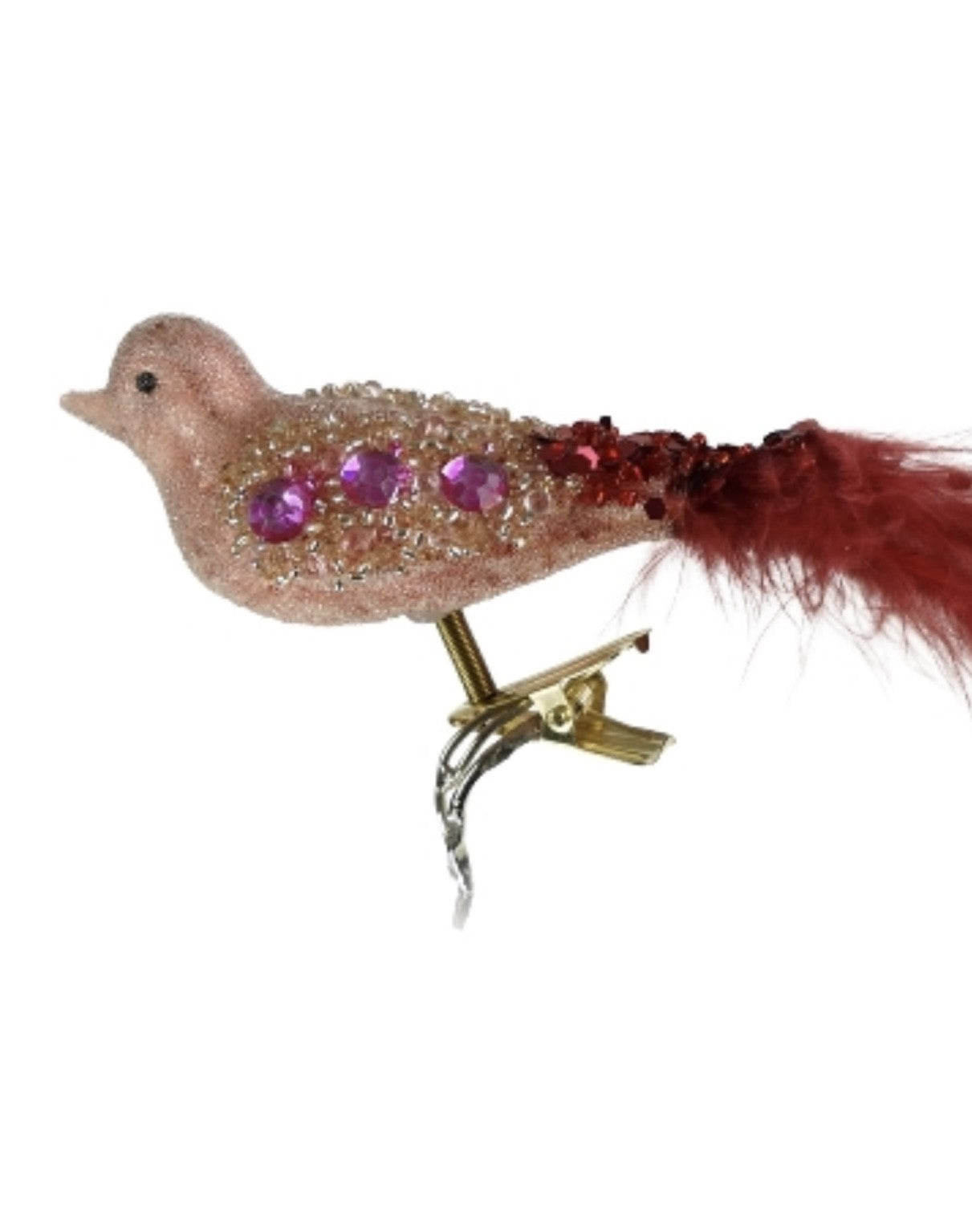 Fugl på klemme med rhinesten, lyserød
