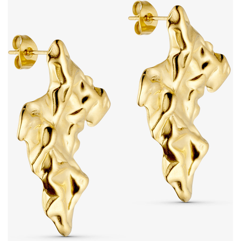 Asymetriske store øreringe, guld