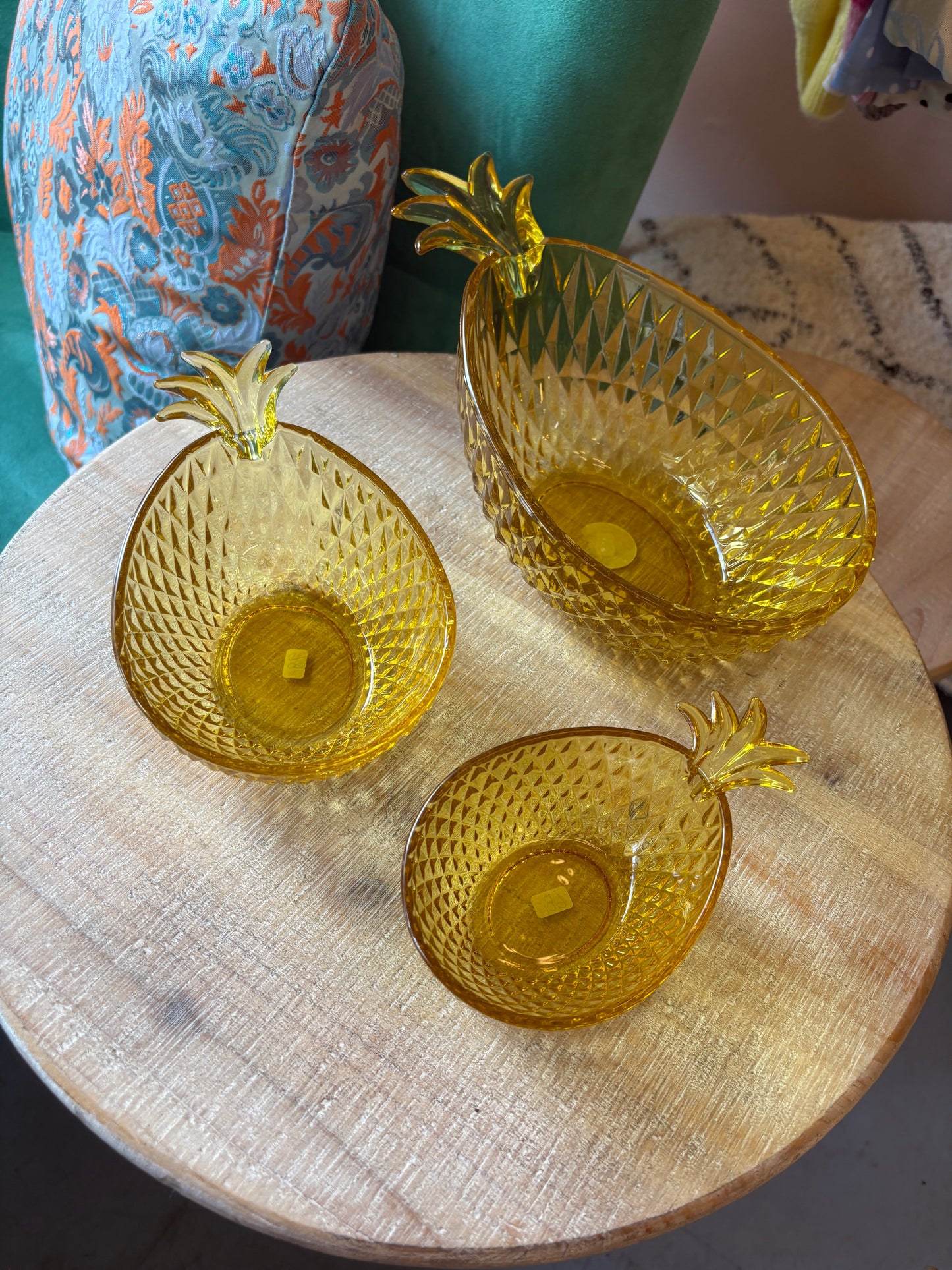 Ananas glasskåle i ravfarve – 3 forskellige størrelser