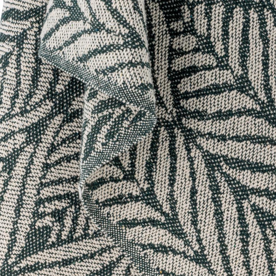 Plaid - Flaskegrøn med bladmønster | 160 x 130 cm