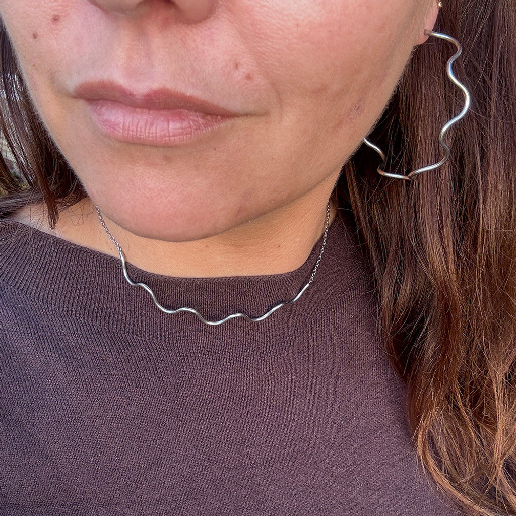 Store bølgede hoops, sølv