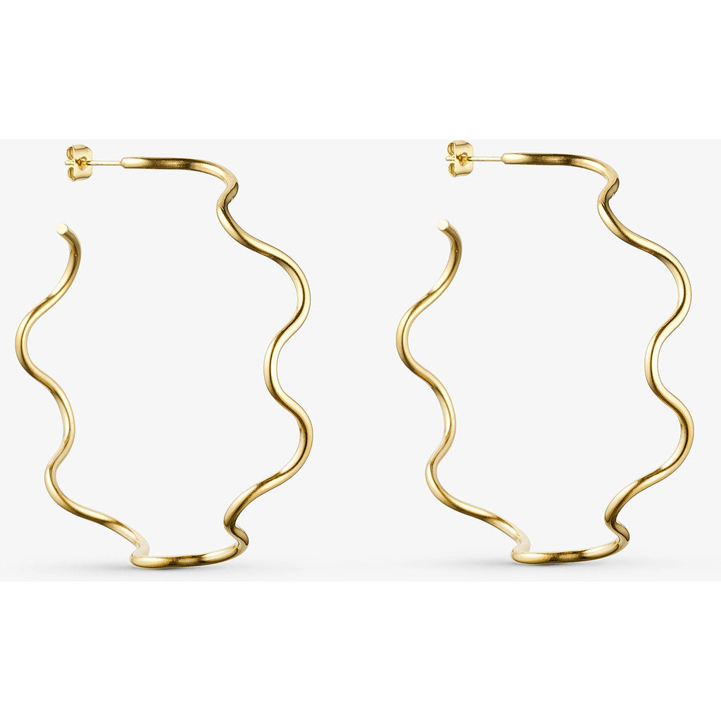 Store bølgede hoops, guld