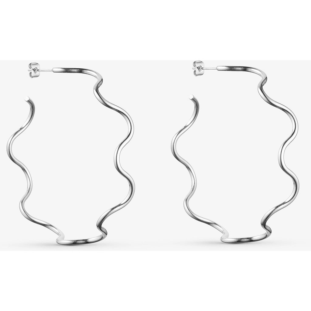 Store bølgede hoops, sølv