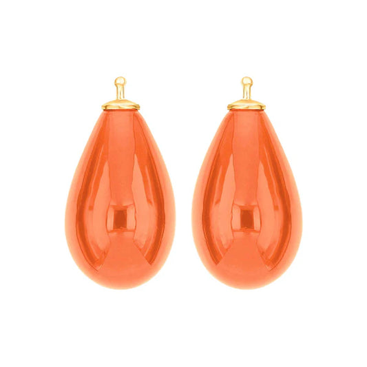 Koral glasdråber vedhæng forgyldt top 24x12 mm