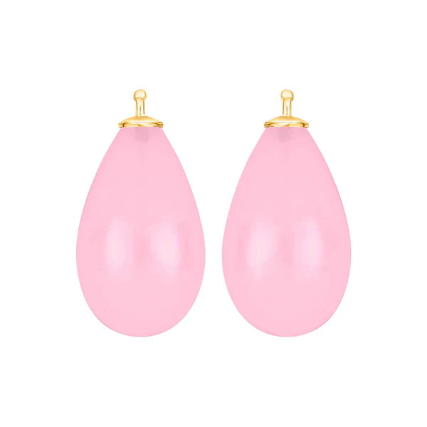 Rosa glasdråbe forgyldt top 24x12 mm