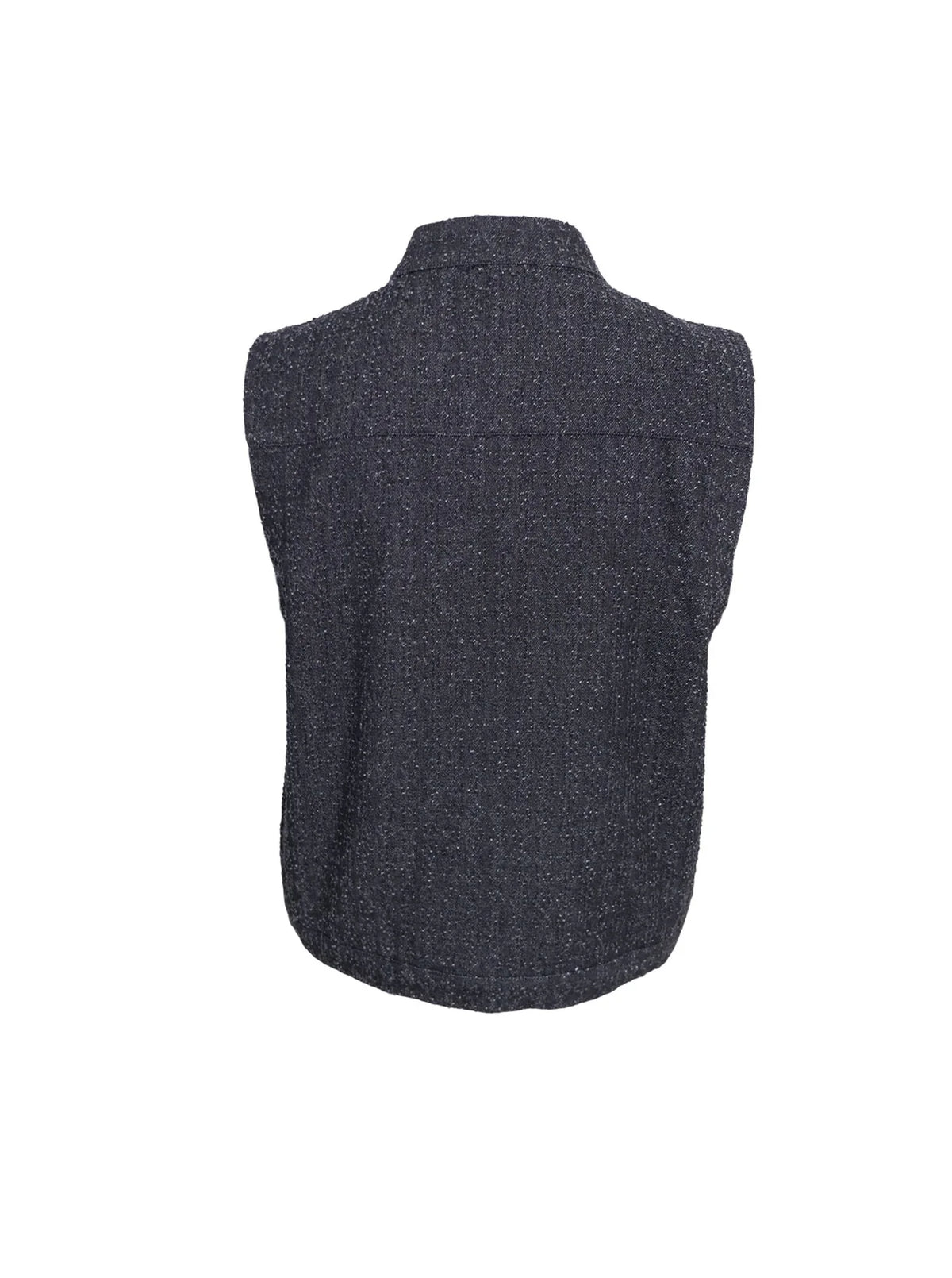 Denimvest med høj hals og metalknapper