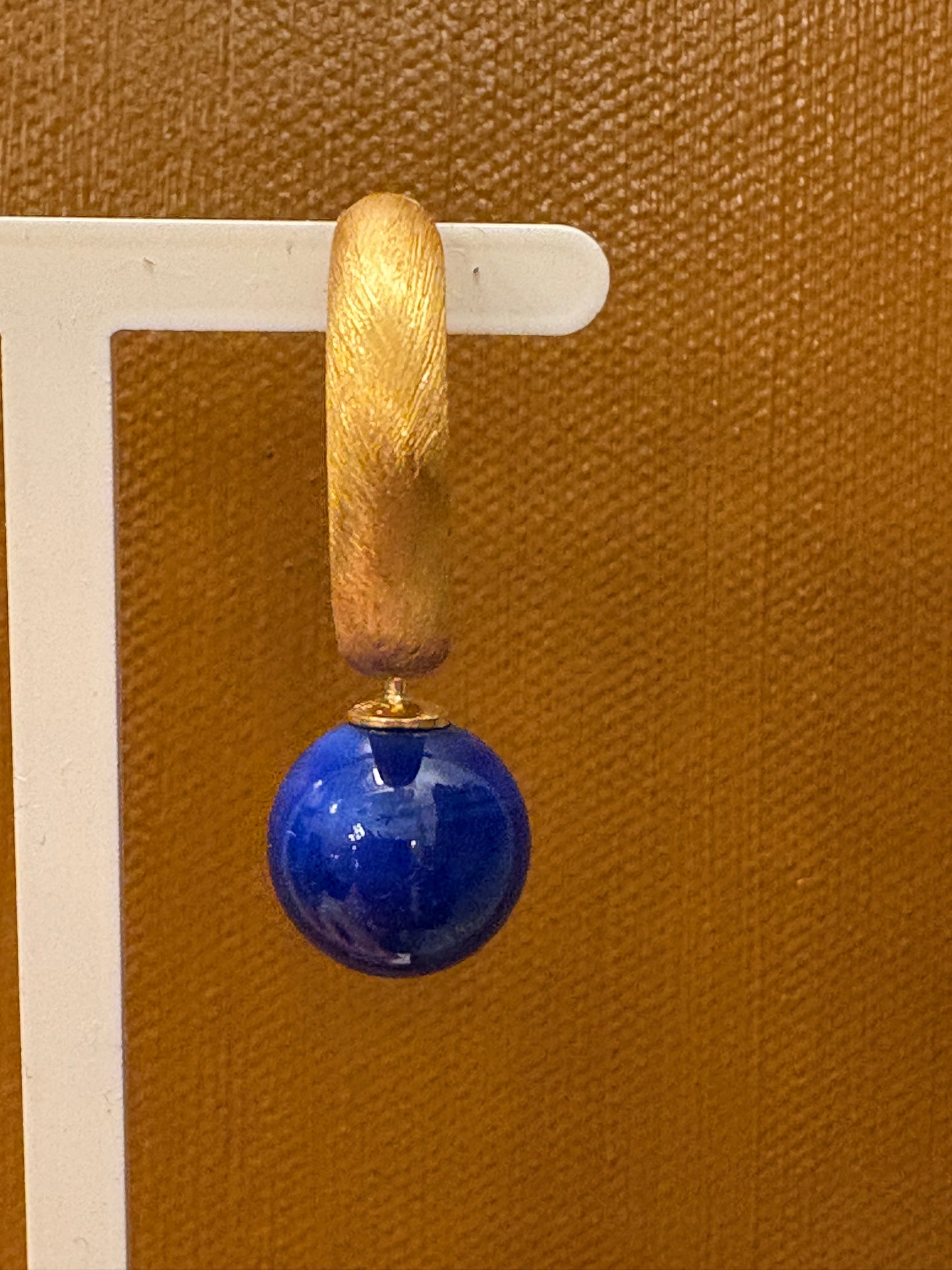 Mørke blå bøhmisk kvartglas kugler vedhæng forgyldt top