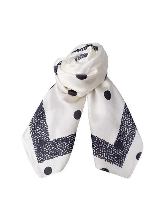 Minitørklæde med prikker i sort / hvid farve