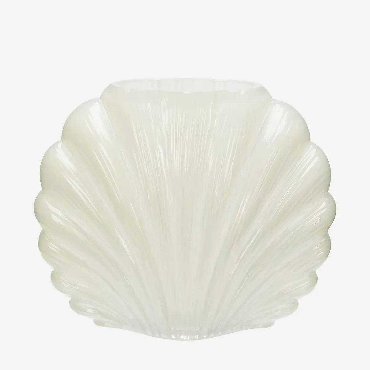 Retro stil glasvase i creme med perlemorsglans