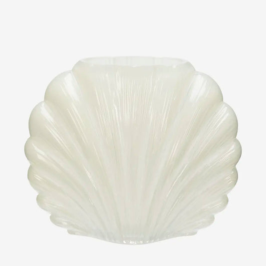 Retro stil glasvase i creme med perlemorsglans