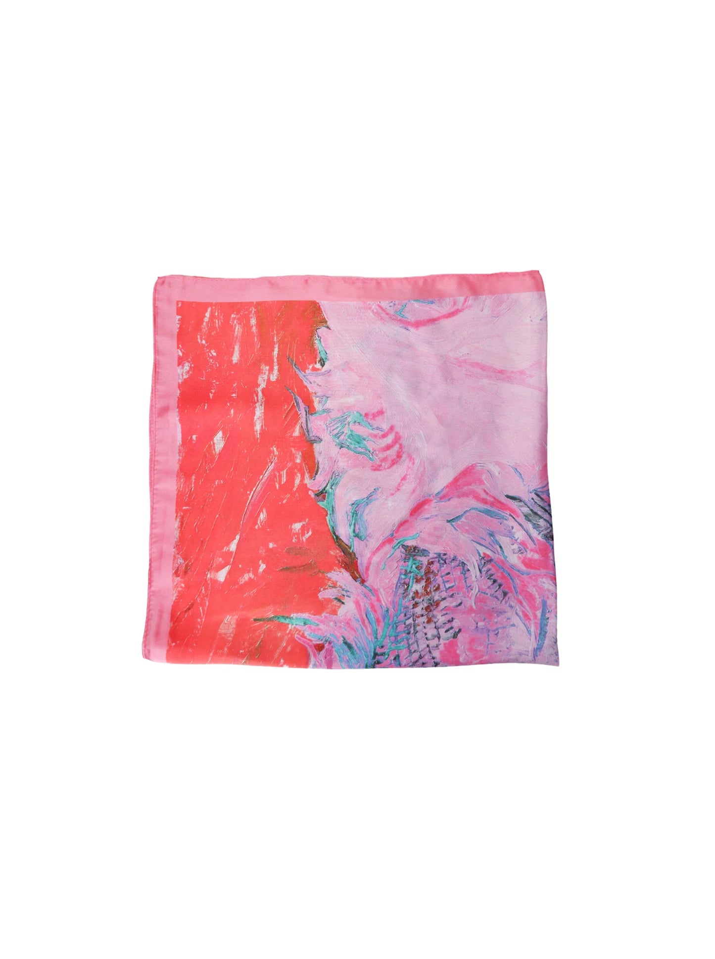 Tørklæde i pink og røde toner