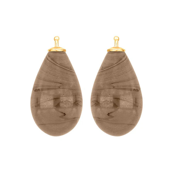 Mocca glasdråbe vedhæng forgyldt top 24x12 mm