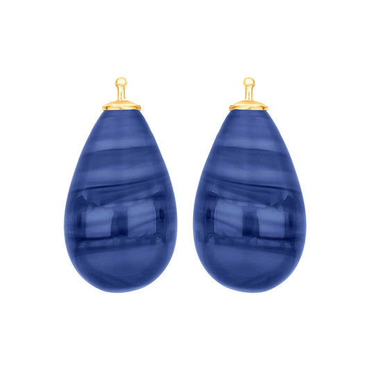 Mørke blå glasdråber forgyldt top 24x12