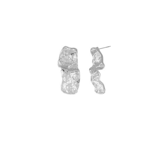 Firkantet hamrede øreringe, sølv