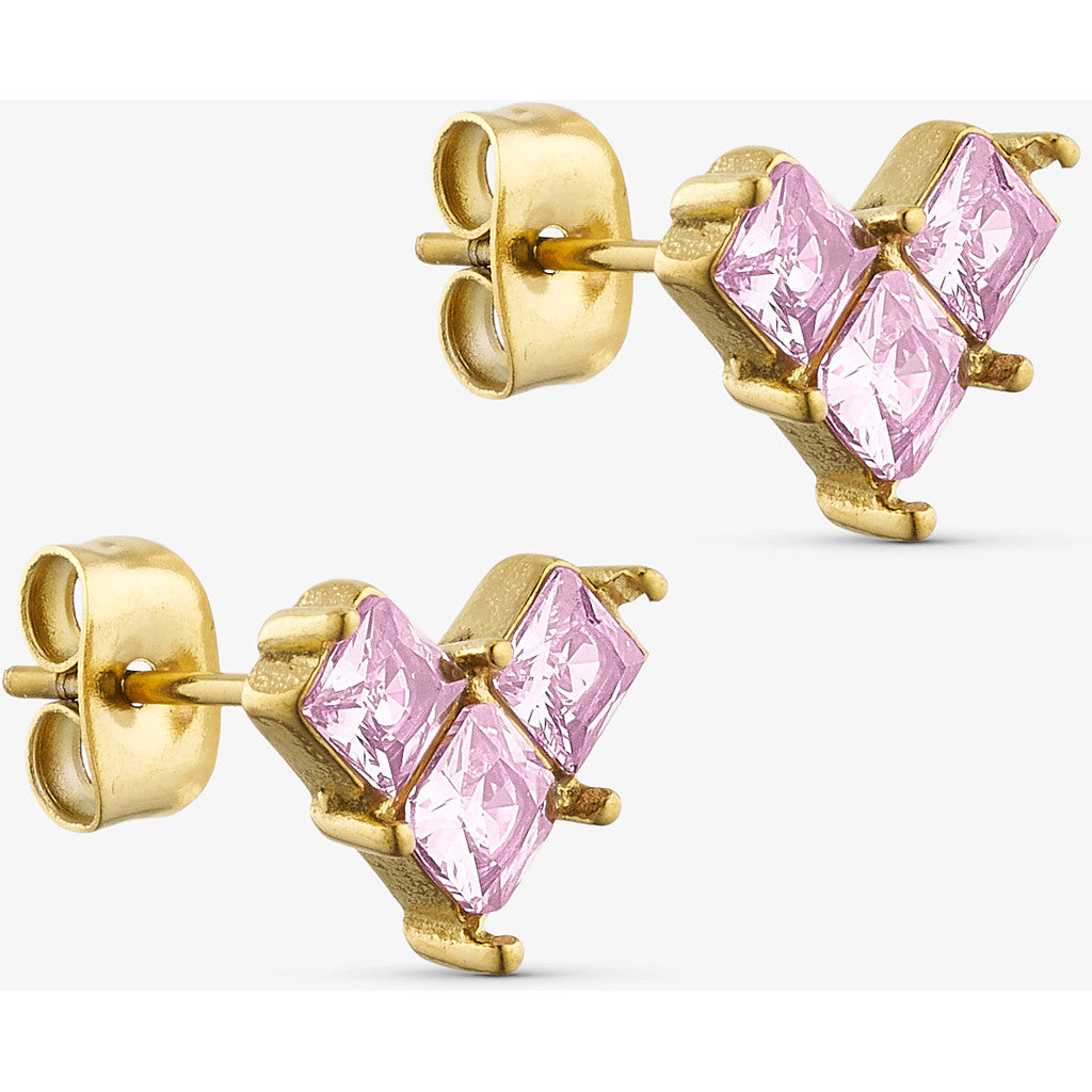 Hjerteøreringe med rosa zirkoner