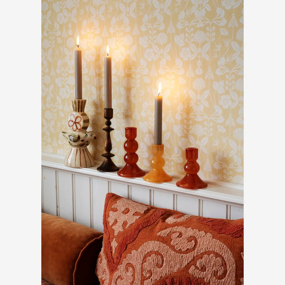Glas lysestage – Dyb orange
