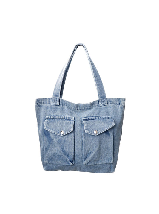 Denim totebag med Lynlås