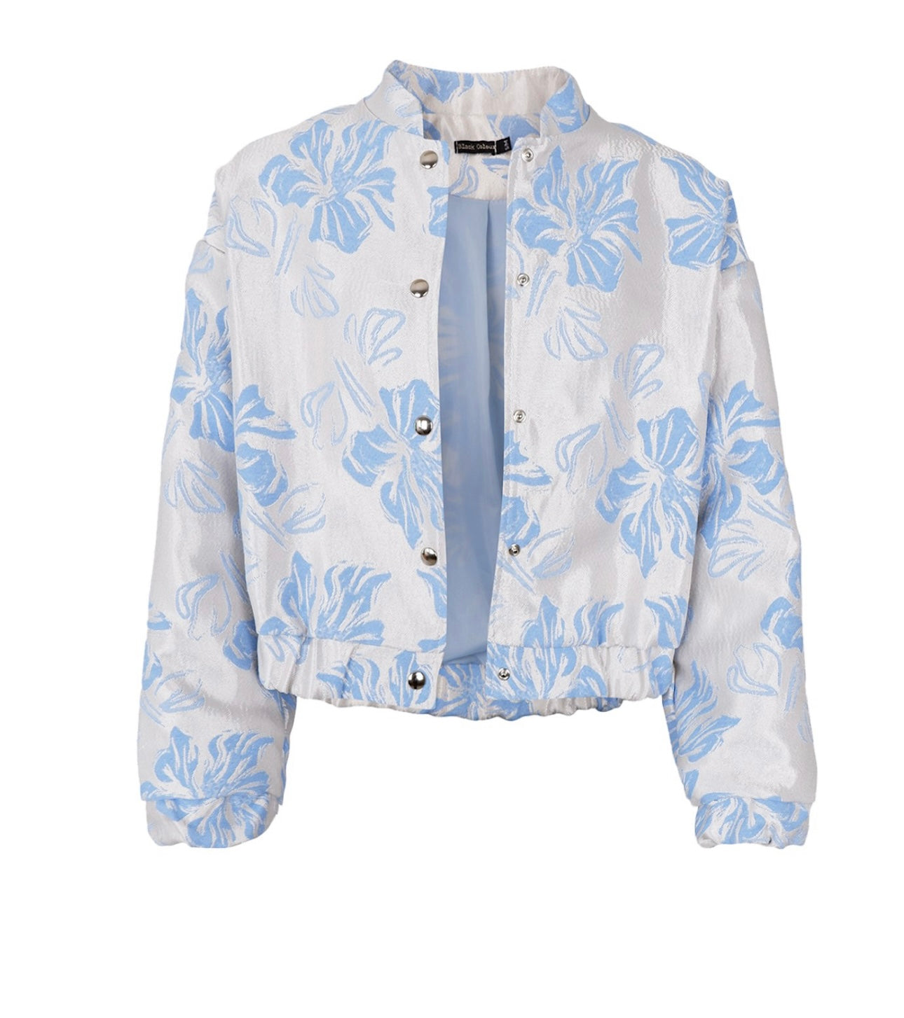 Bomber jakke med blå blomster