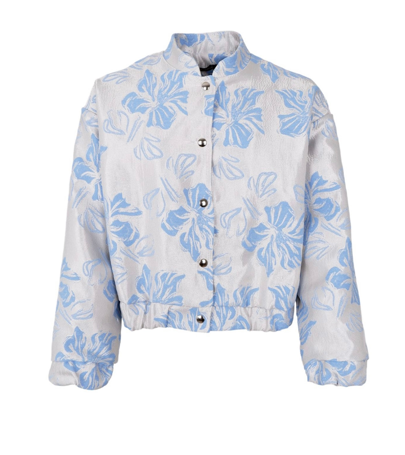 Bomber jakke med blå blomster