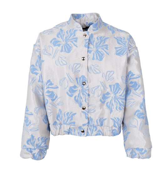 Bomber jakke med blå blomster
