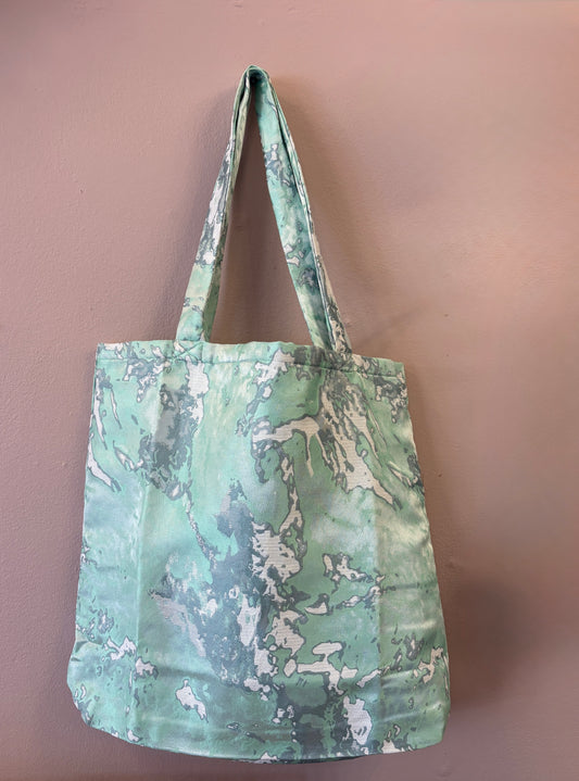 Skuldertaske i brokade resttekstil