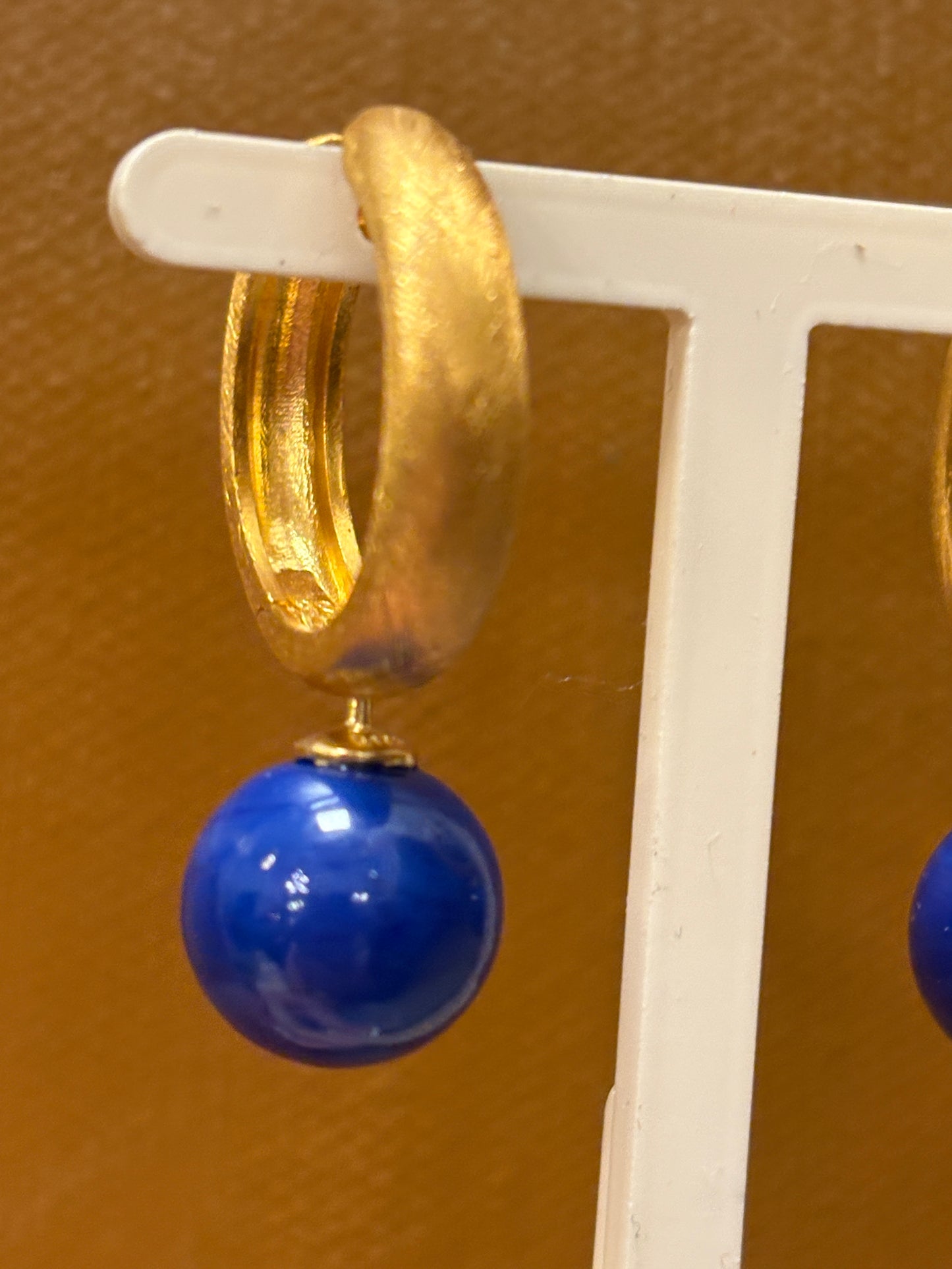 Mørke blå bøhmisk kvartglas kugler vedhæng forgyldt top