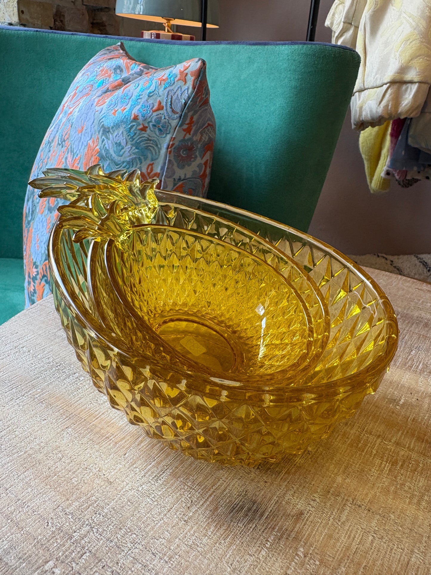 Ananas glasskåle i ravfarve – 3 forskellige størrelser