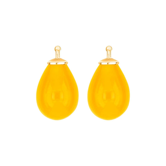 Gule glasdråber vedhæng forgyldt top 16x11 mm