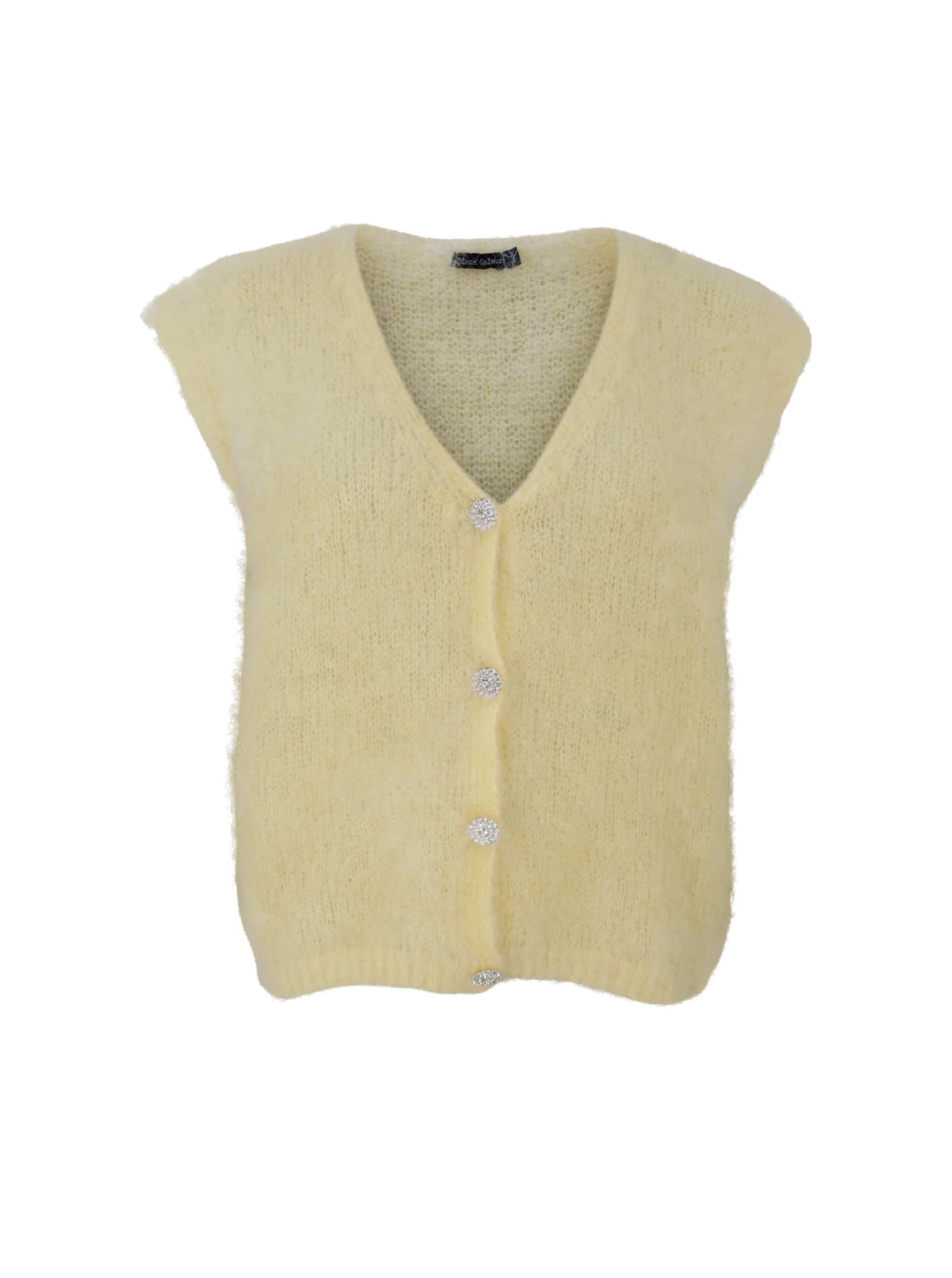 Mohairvest med V-udskæring og knapper – S/M