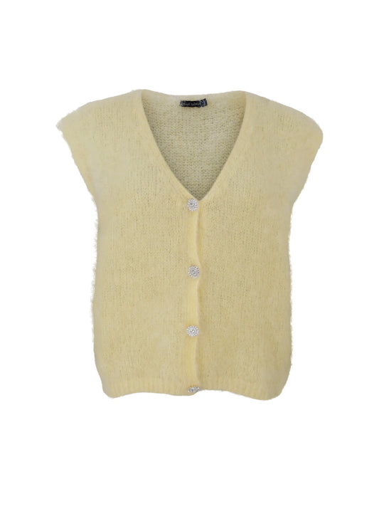 Mohairvest med V-udskæring og knapper – S/M