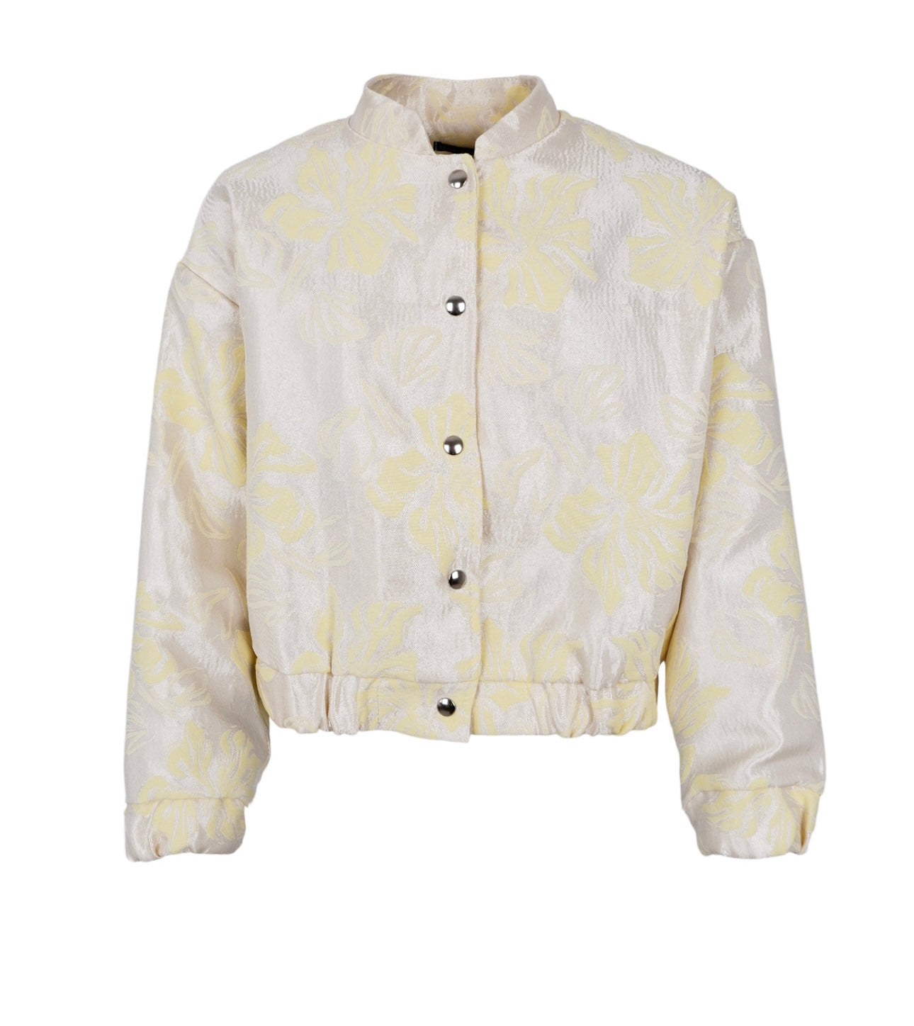 Bomber jakke med gule blomster