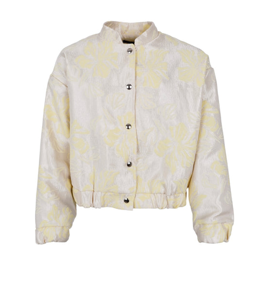 Bomber jakke med gule blomster