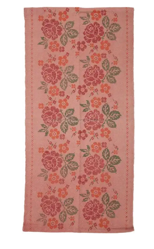 Gulvtæppe løber lyserød med blomster