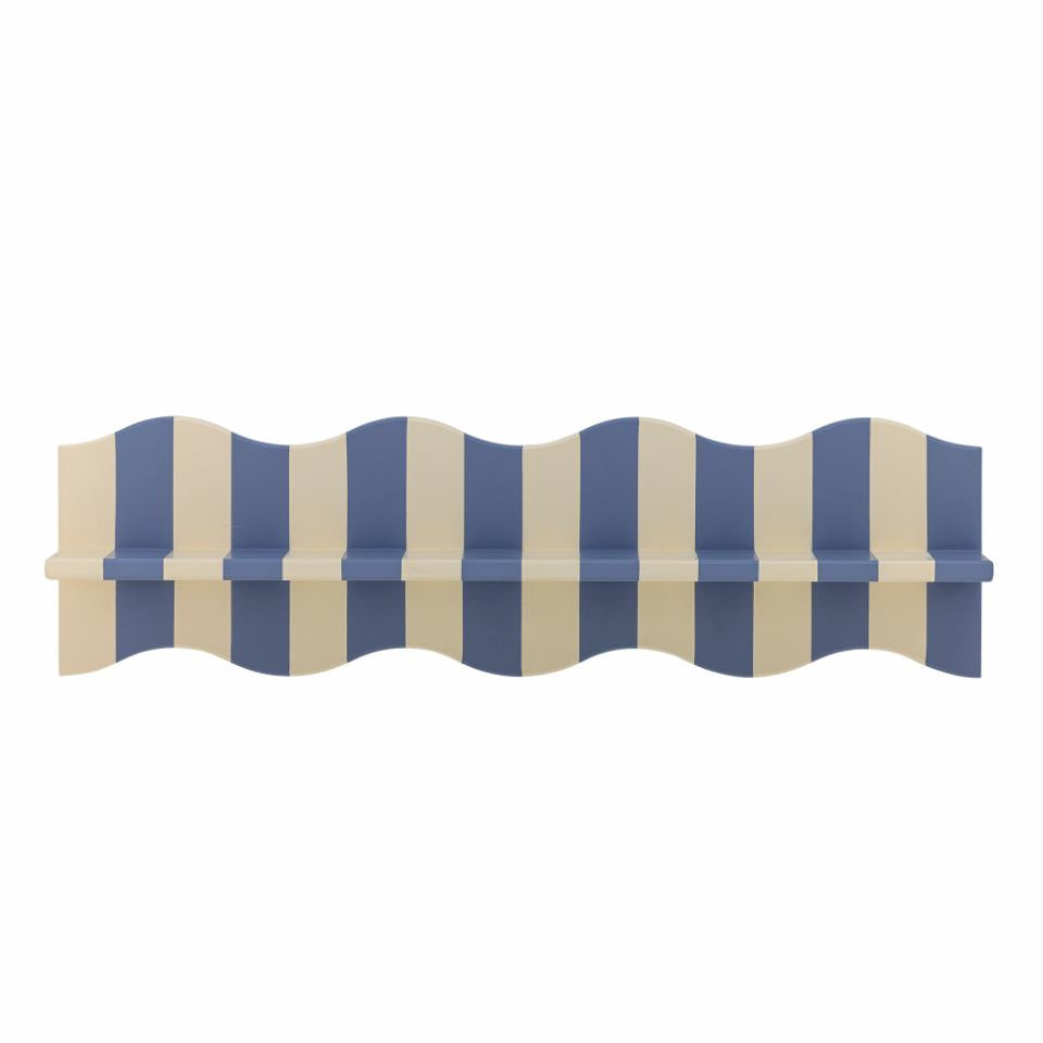 Væghylde – Blå med beige striber