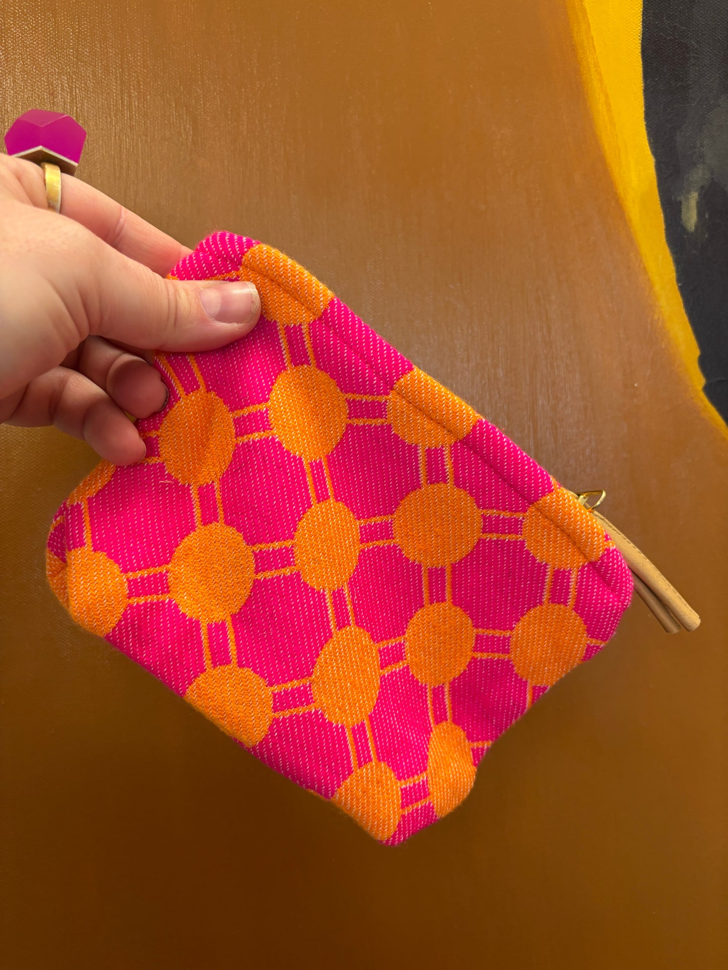 Lille clutch i orange og pink | 18 x